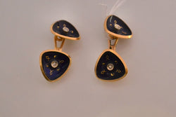 Boutons de Manchette Anciens Or Email et Diamants