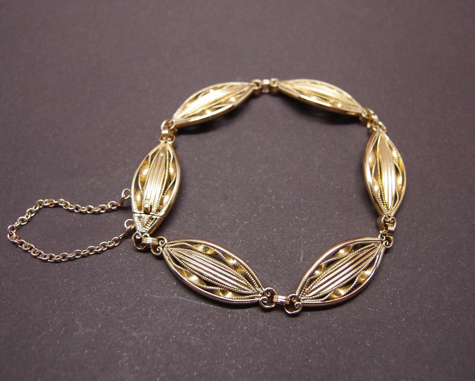 Bracelet Dizainier Ancien En Argent – Années 1900, Avec Perle Jaune, Longueur 18 Cm, Vintage