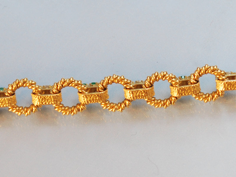 Bracelet ancien diamant et émeraude