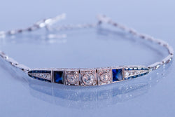 Bracelet Art déco Diamants et Saphirs