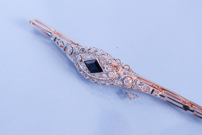 Bracelet Art déco Saphir et Diamants