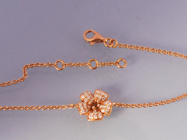 Bracelet fleur de diamants et or rose