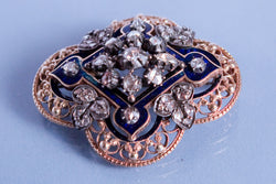 Broche Ancienne Email, or et diamants