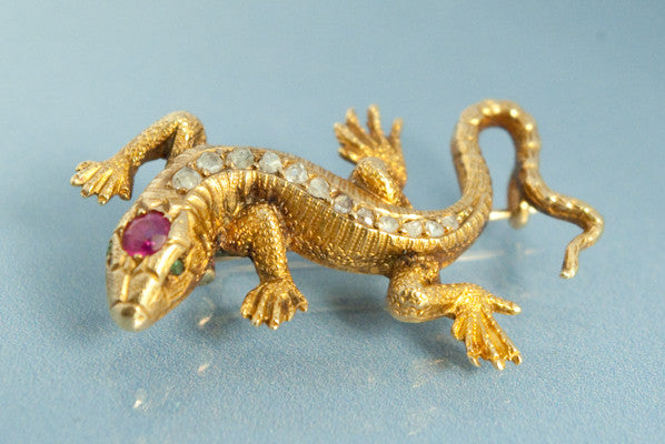 Broche Lezard en Or 18 k