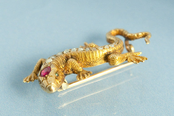 Broche Lezard en Or 18 k