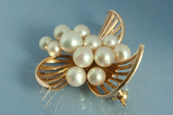 Broche Mikimoto Or et Perles