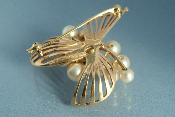 Broche Mikimoto Or et Perles