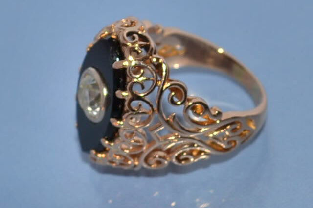 Chevalière Ancienne diamnt et onyx