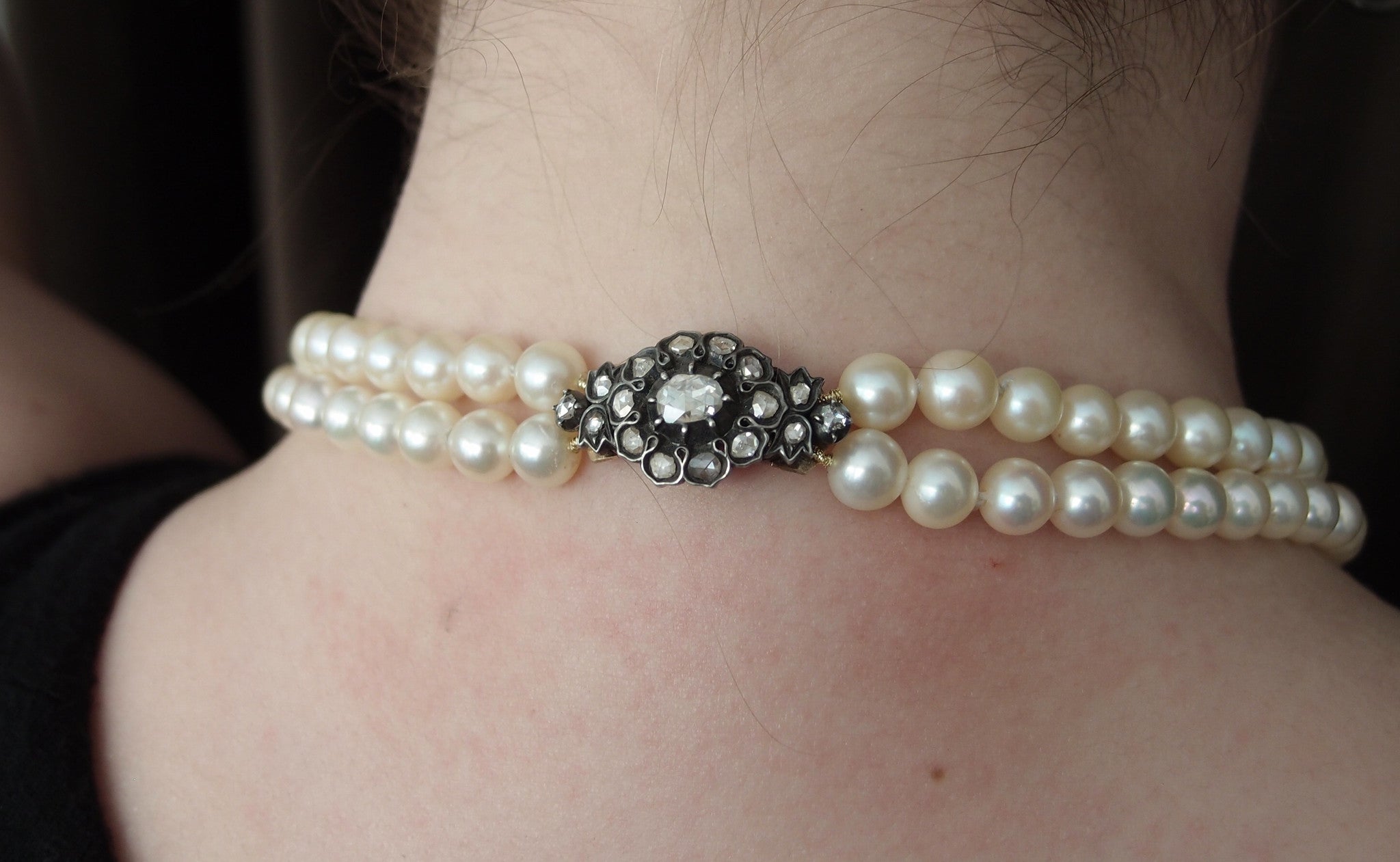 Collier Ancien Double Rang En Perles Nacrées - Fermoir Doré, Bon état, Bijou Vintage