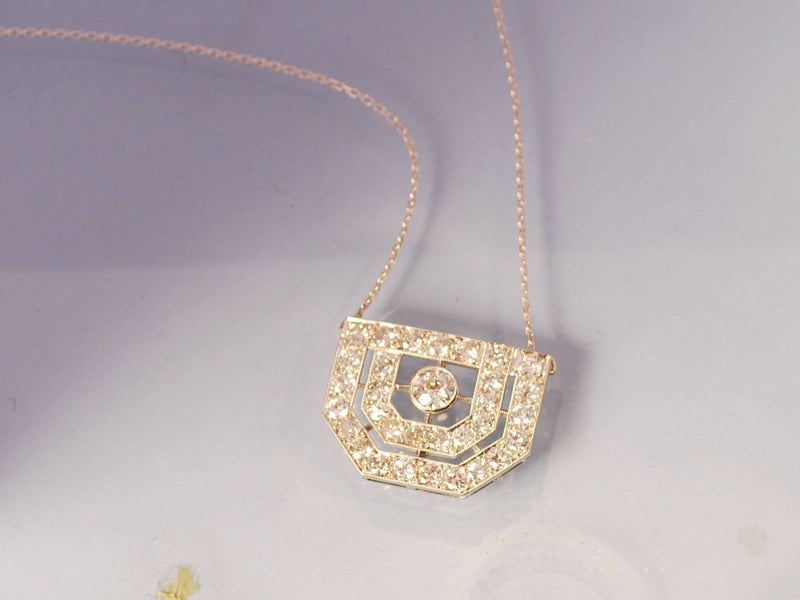 Collier diamants ART DECO en or et platine