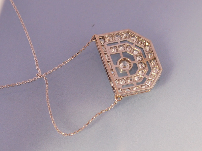 Collier diamants ART DECO en or et platine