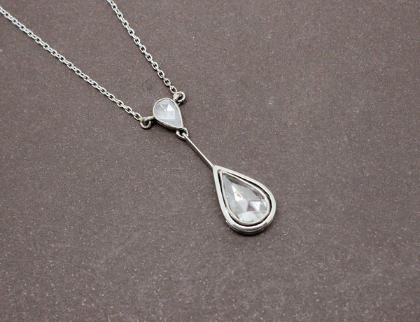 Pendentif Or Blanc Diamants Taille Rose