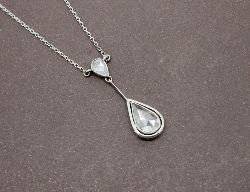 Pendentif Or Blanc Diamants Taille Rose