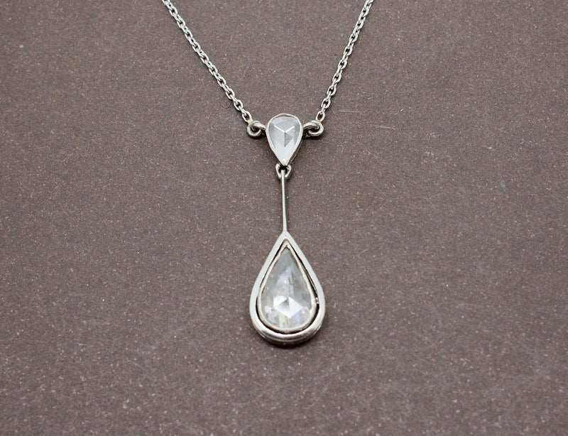 Pendentif Or Blanc Diamants Taille Rose