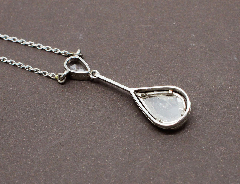Pendentif Or Blanc Diamants Taille Rose