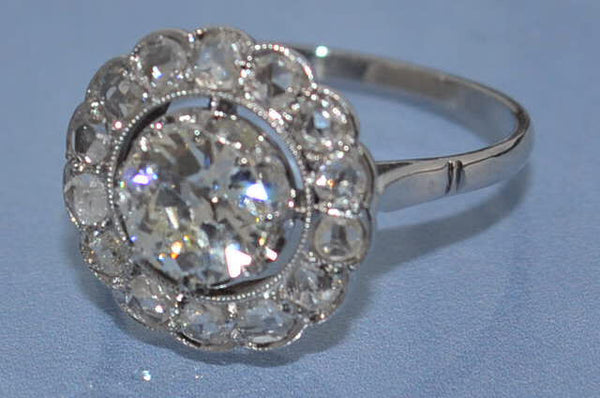 Marguerite ancienne platine diamants