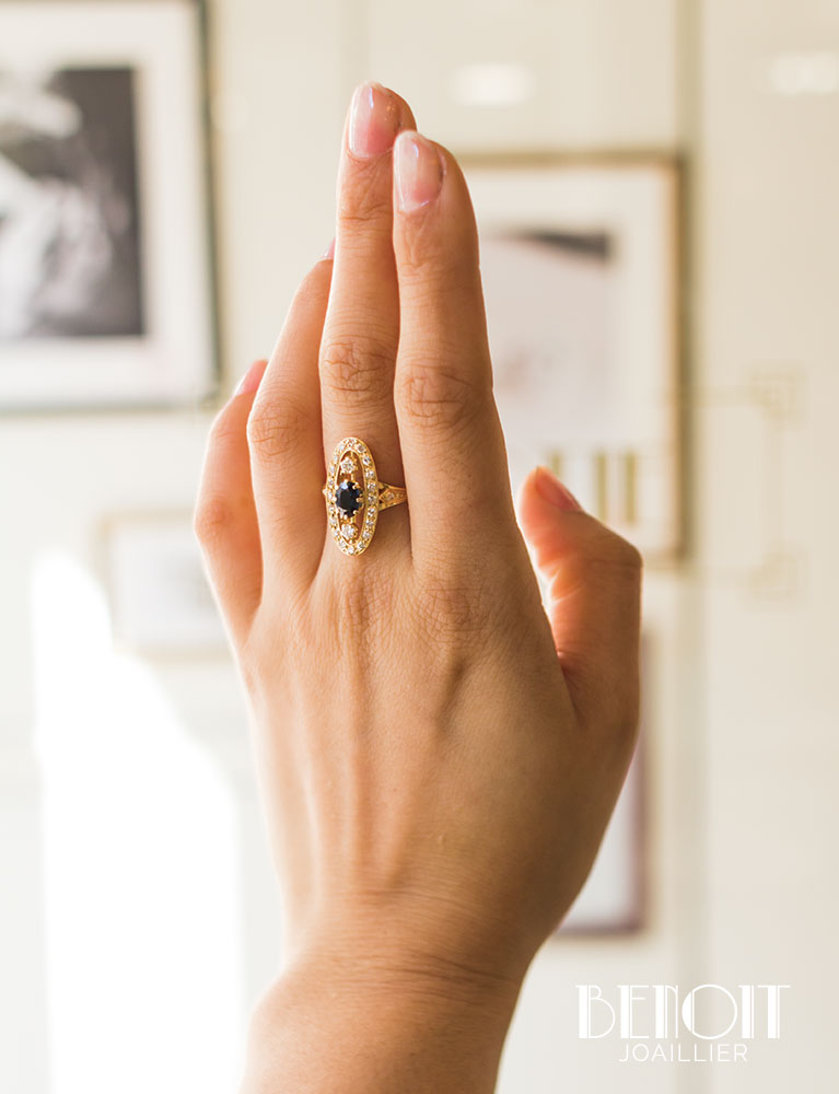 Bague Marquise Saphir Diamants