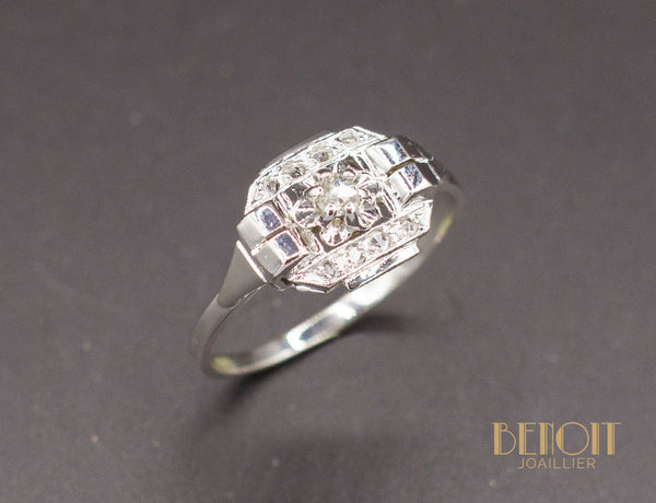 Bague Art Déco Or Blanc Diamant