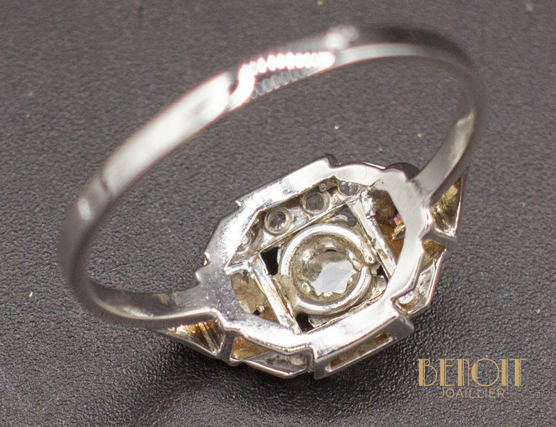 Bague Art Déco Or Blanc Diamant