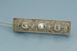 Pendentif Art déco Perle et Diamant
