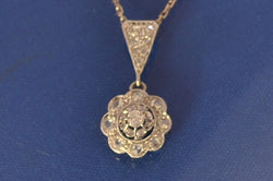 Pendentif Fleur Diamants Tailles Rose Art Déco