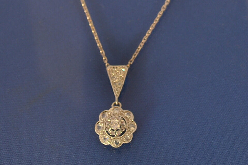 Pendentif Fleur Diamants Tailles Rose Art Déco