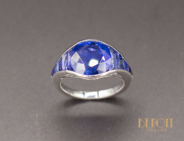 Bague Art Déco Jarretière Saphir Ceylan Naturel
