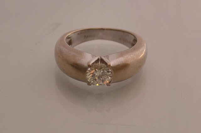Solitaire Diamant Or Blanc Signé Mauboussin