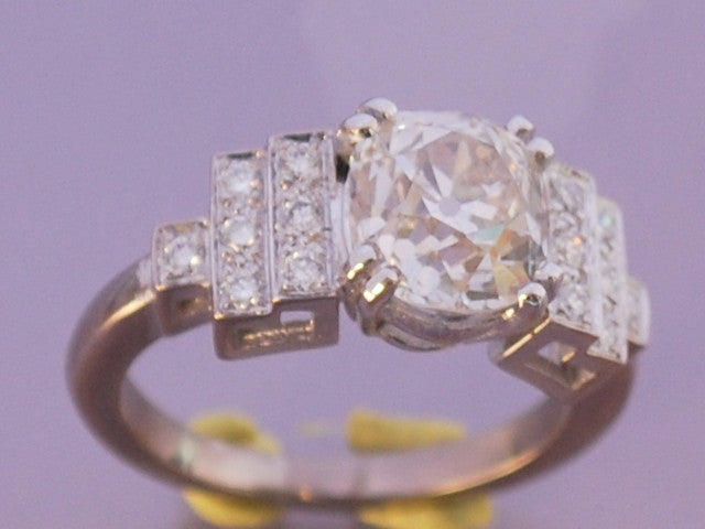 Solitaire diamant or blanc style art déco