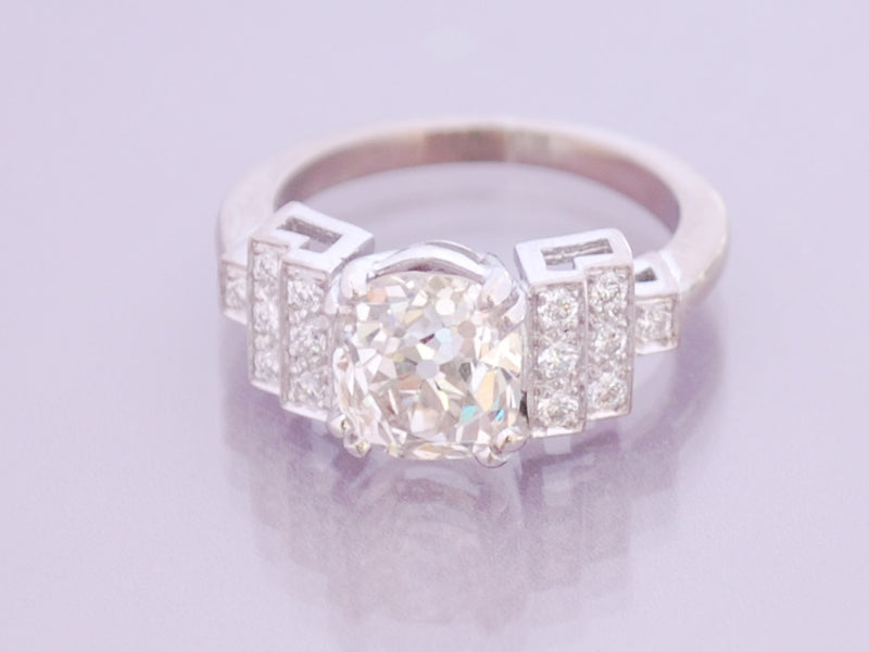 Solitaire diamant or blanc style art déco