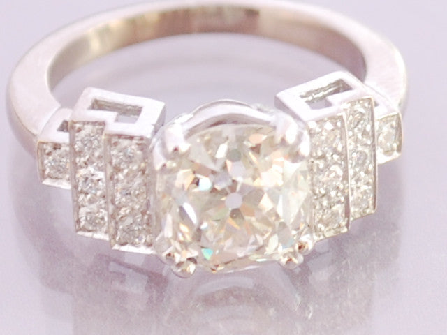 Solitaire diamant or blanc style art déco