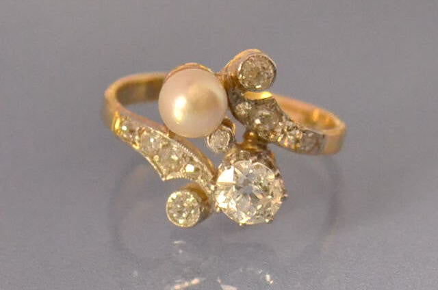 Toi et moi 1900 diamant et perle fine