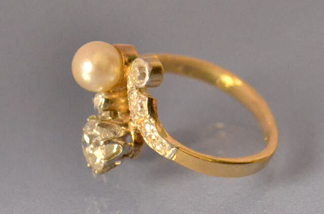 Toi et moi 1900 diamant et perle fine
