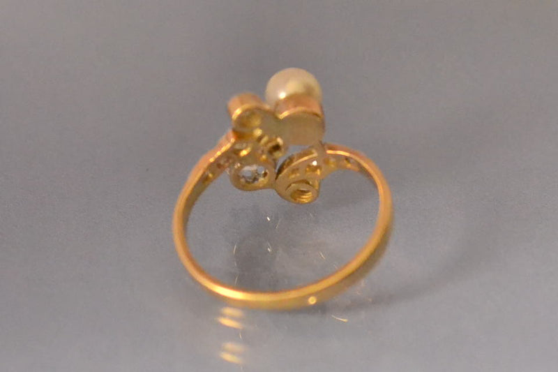 Toi et moi 1900 diamant et perle fine