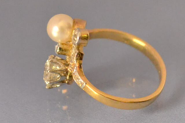 Toi et moi 1900 diamant et perle fine