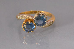 Toi et moi ancien en Saphirs et diamants