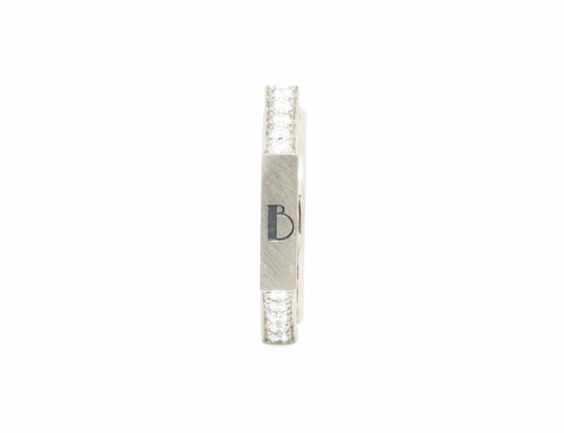Bague Création Benoit Joaillier "Atelier B : L'Alliance Écrou Pavée" Or Gris Brossé